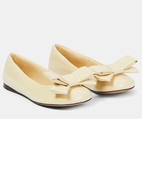 Loewe Cream patent leather puffy Bow Ballet Flats for Women